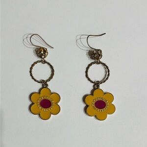Betsey Johnson Yellow Flower Drop Earrings
